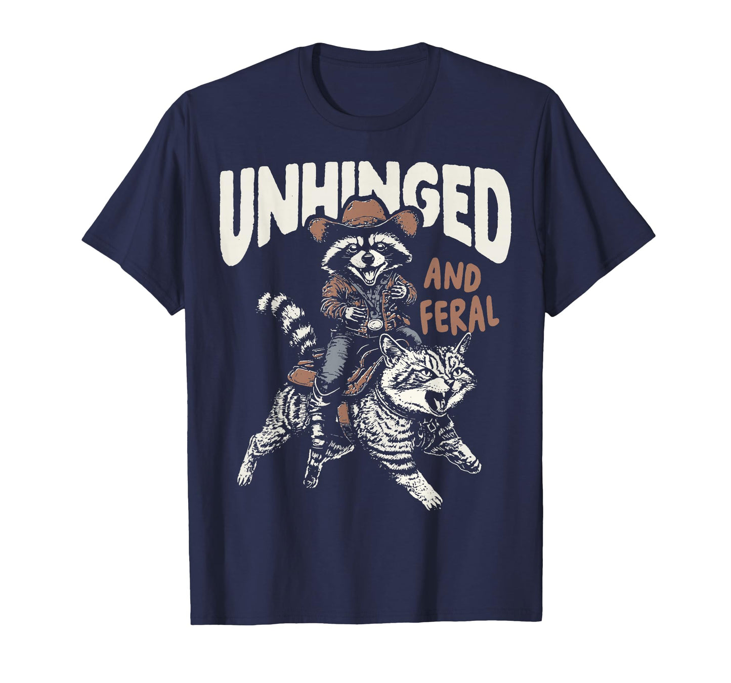 Funny Unhinged and Feral Raccoon Cowboy Western Vintage T-Shirt