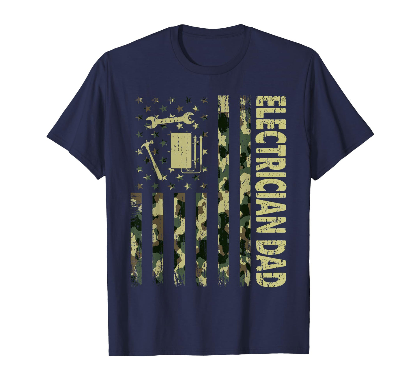 USA Flag Camouflage Electrician Dad Patriotic Father's Day T-Shirt