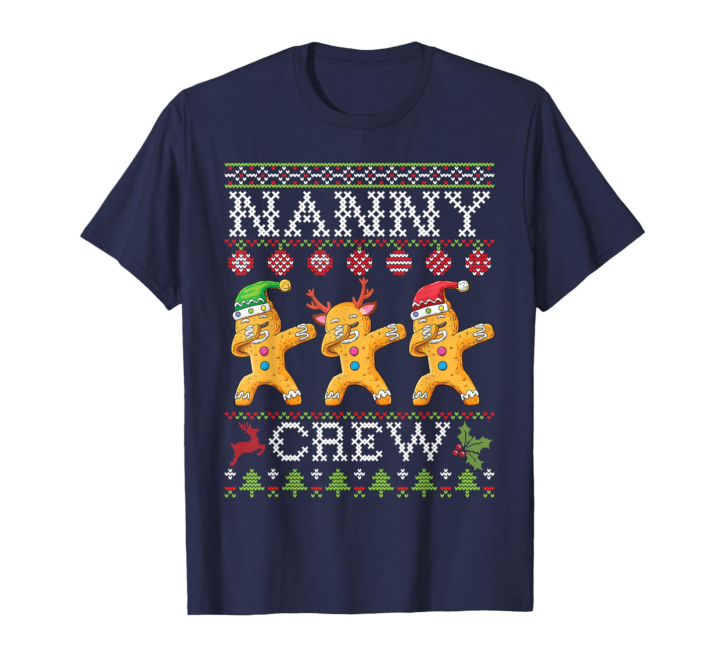Gingerbreads Dabbing Together Nanny Crew Christmas Family T-Shirt