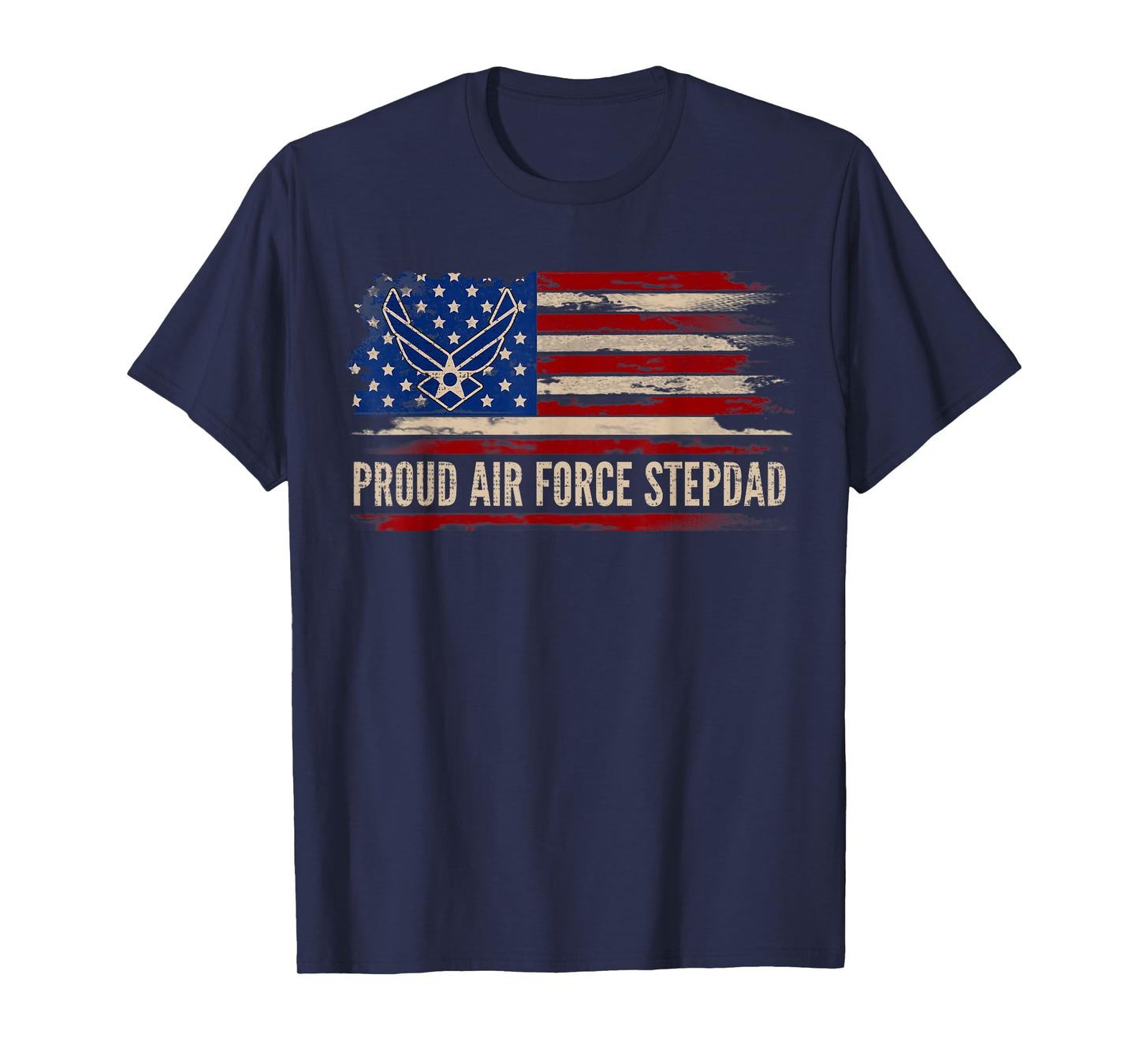 Vintage Proud Air Force Stepdad American Flag Veteran Gift T-Shirt