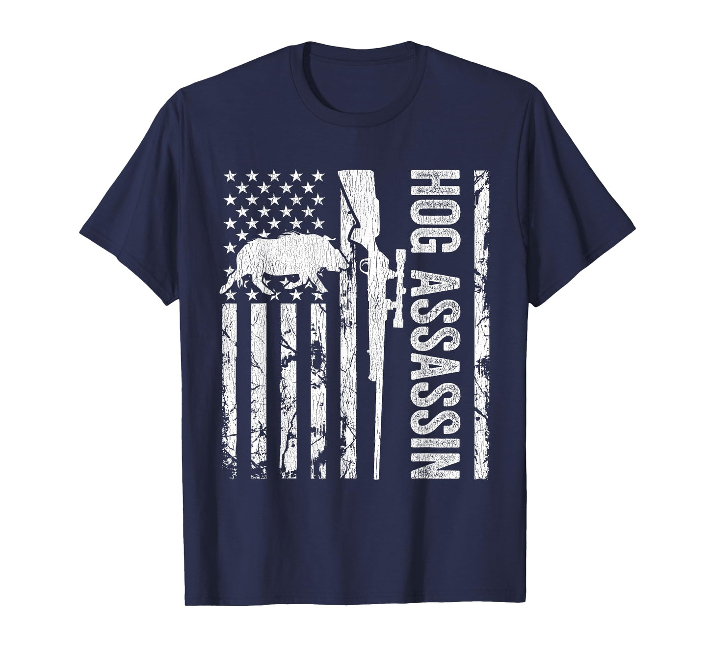 Hog Assassin Boar Hunter Wild Hog Hunting American Flag T-Shirt