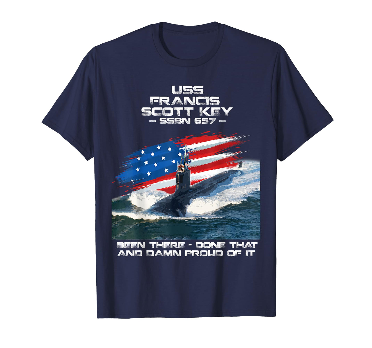 USS Francis Scott Key SSBN-657 American Flag Submarine T-Shirt