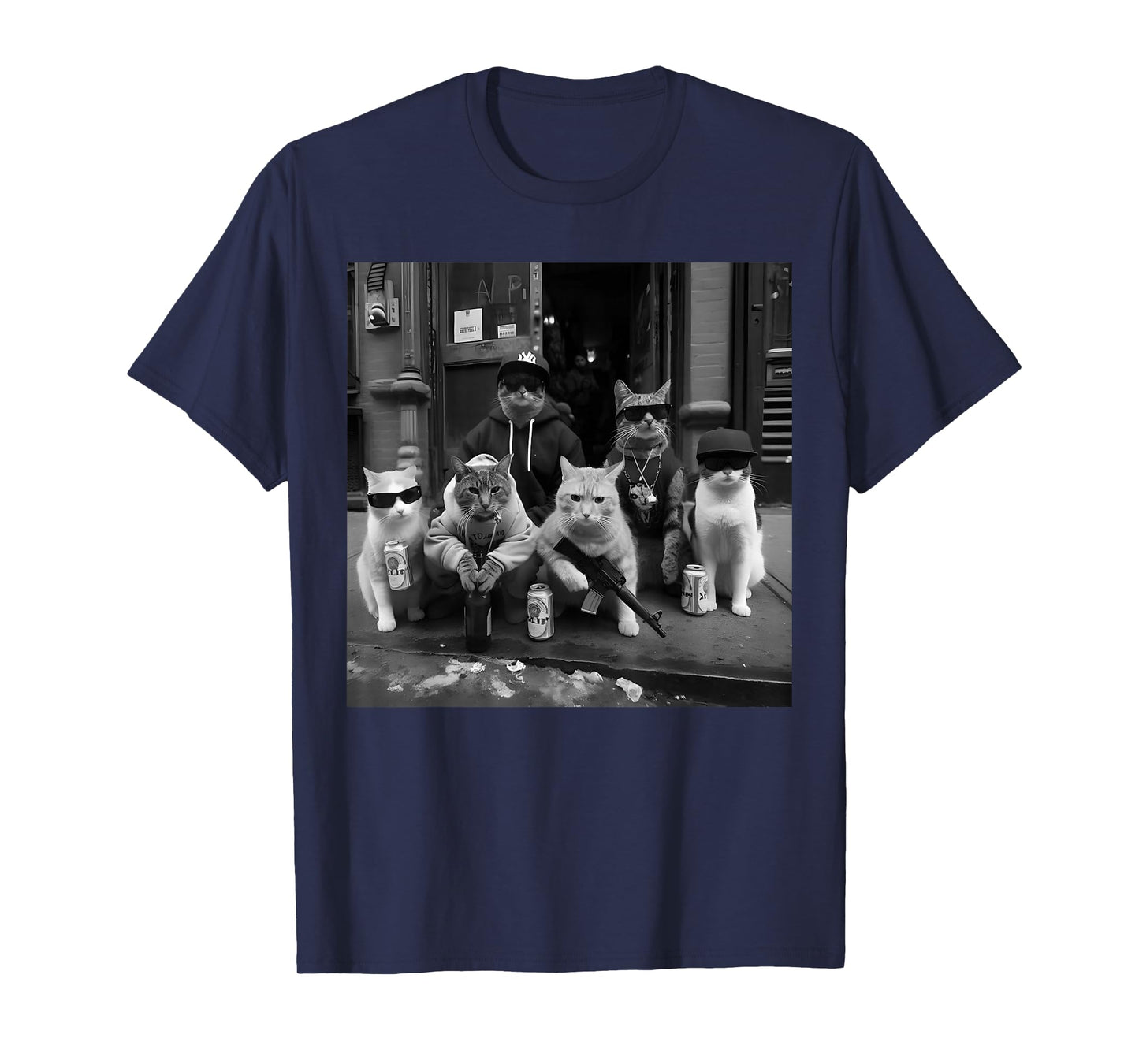 Funny Gangster Cats Street Design T-Shirt