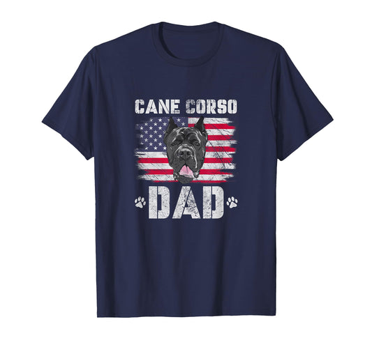 Mens Cane Corso Dad USA American Flag 4th of July Distressed T-Shirt
