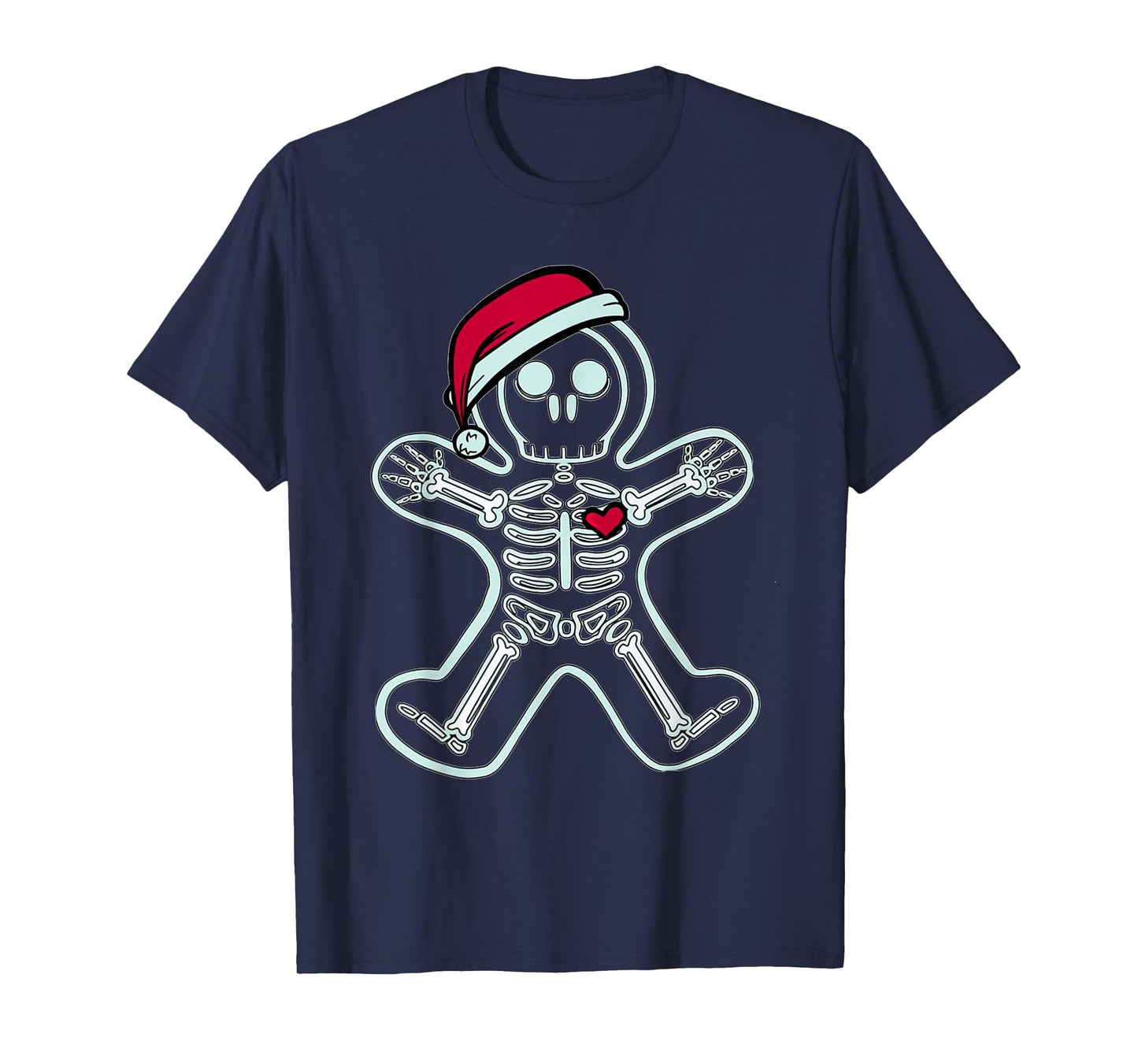 Christmas XRay Gingerbread Man Skeleton Santa Hat Radiology T-Shirt