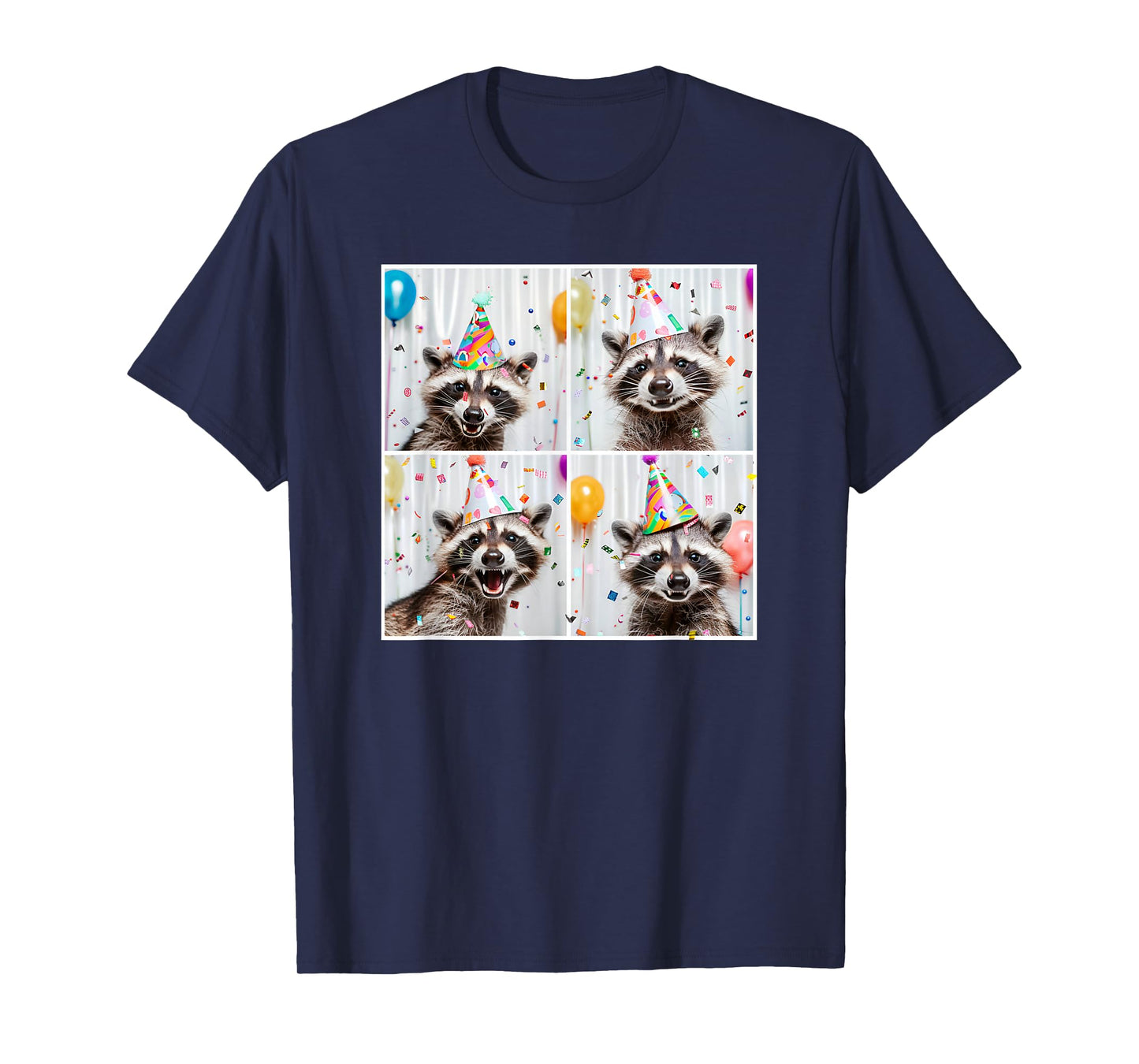 Cute Raccoon in Birthday Hat Funny Unique Raccoon Birthday T-Shirt