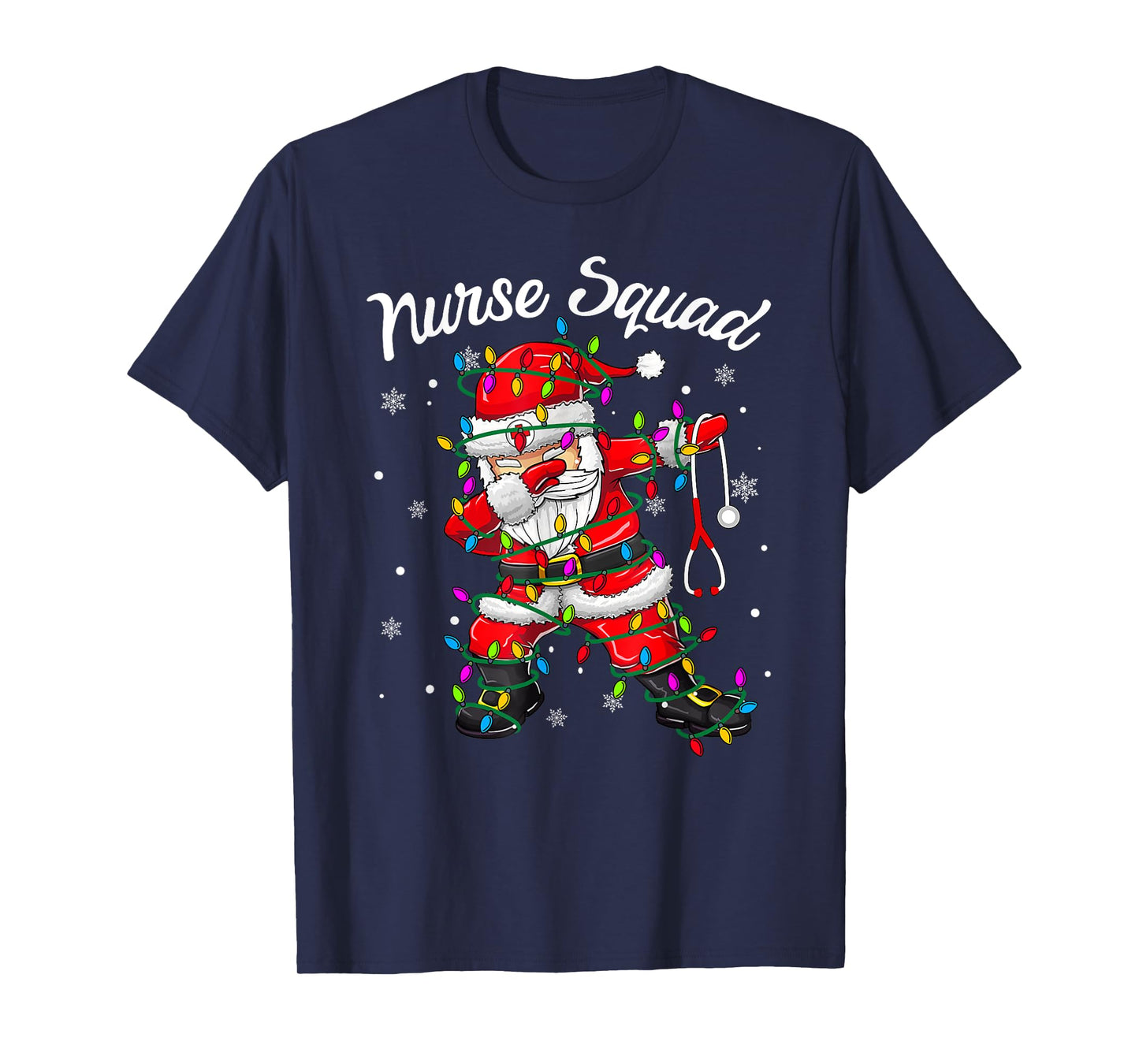 Christmas Scrub Xmas Light Dabbing Santa Scrubs Nurse Squad T-Shirt
