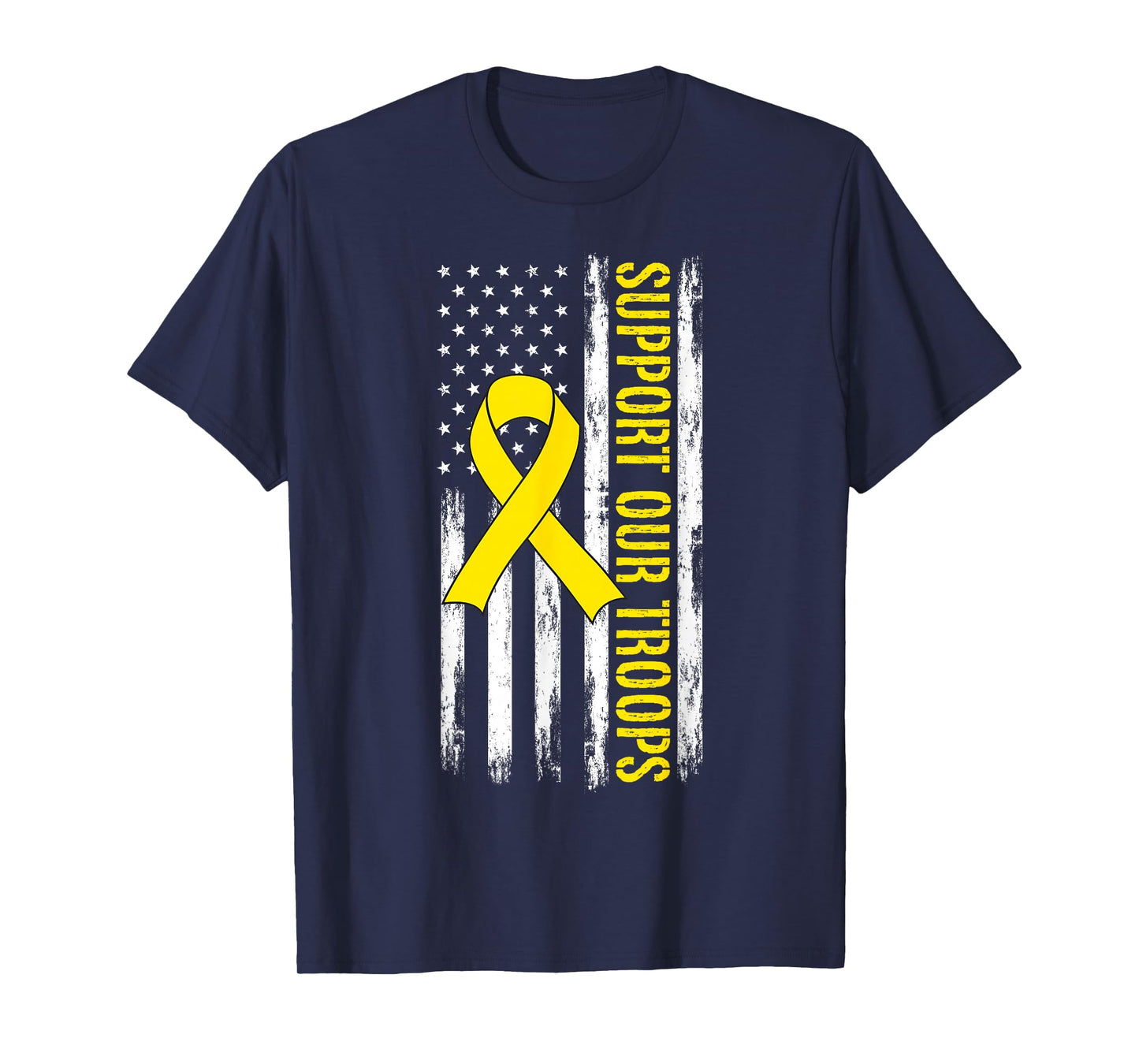 Support Our Troops Yellow Ribbon Military American Flag T-Shirt