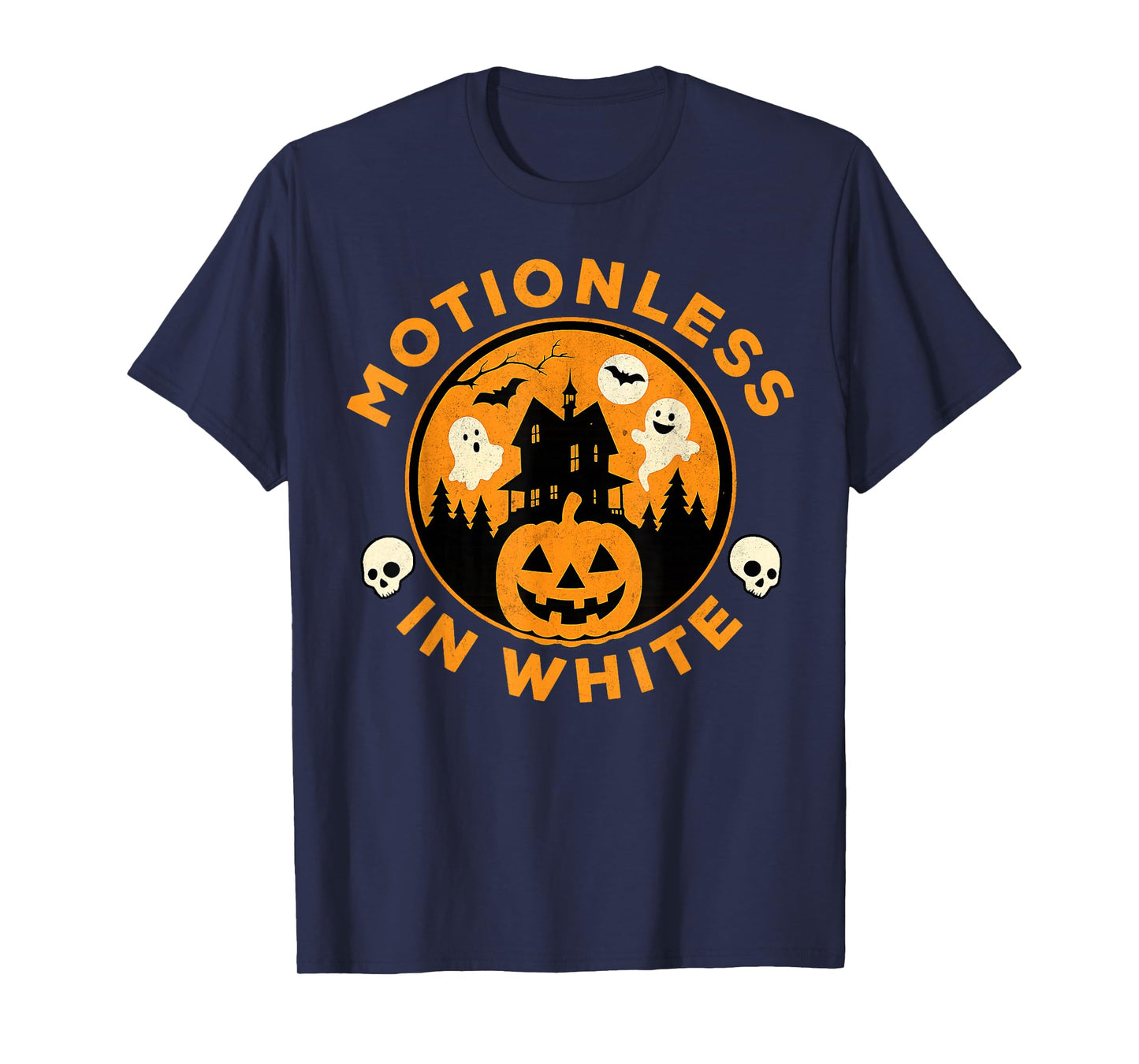 Halloween Pumpkin Scary Motionlesses Funny in White Costume T-Shirt