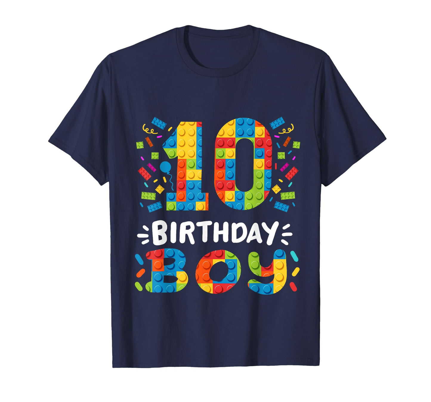 Kids 10 Years Old Building Blocks Builder 10th Birthday Boys T-Shirt