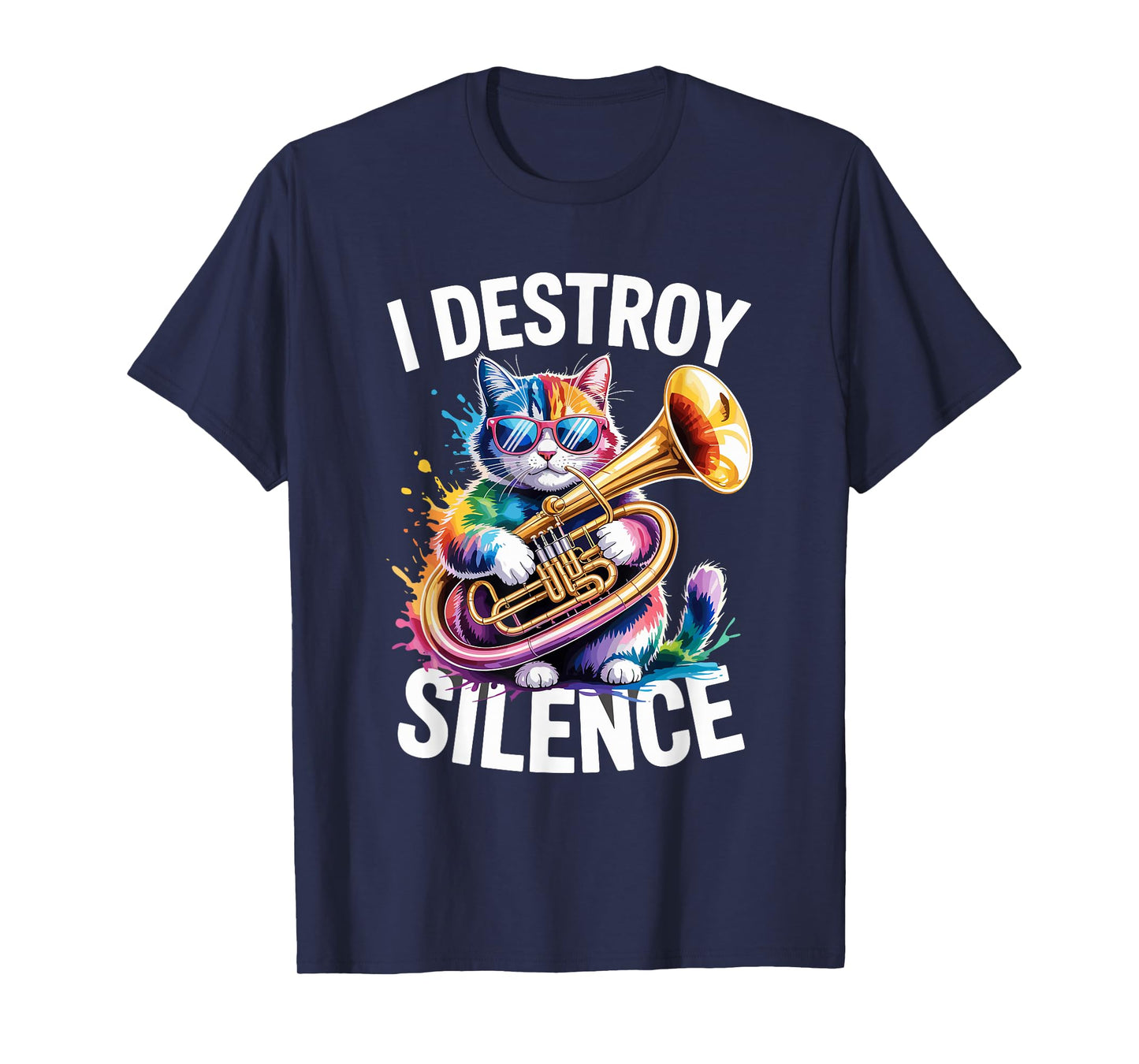 Cat I Destroy Silence Tuba Tubist T-Shirt