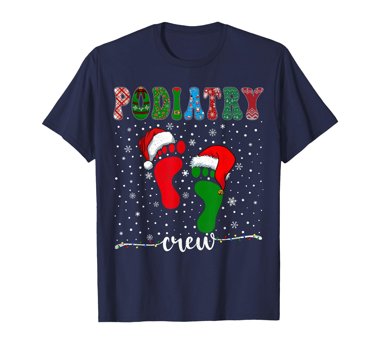 Christmas Footprint Doctor Podiatrist Podiatry Crew Xmas T-Shirt