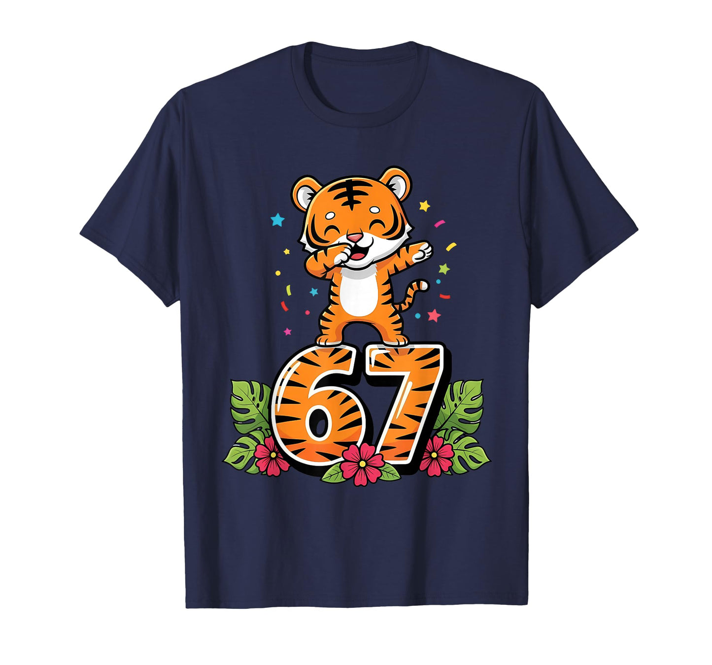 Six Seven Meme Dabbing Baby Tiger 67 Funny Gen Z Apha T-Shirt