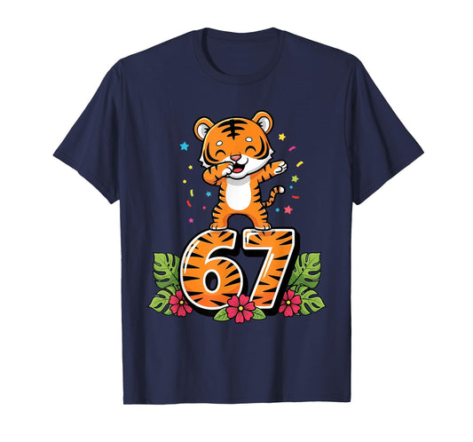Six Seven Meme Dabbing Baby Tiger 67 Funny Gen Z Apha T-Shirt