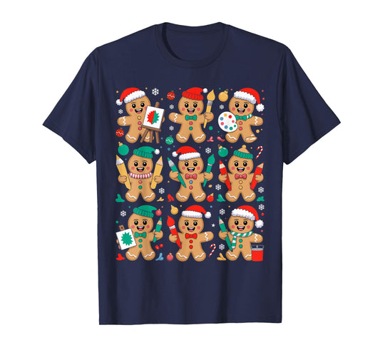 Art Teacher Christmas Gingerbread Artists Painter Xmas T-Shirt