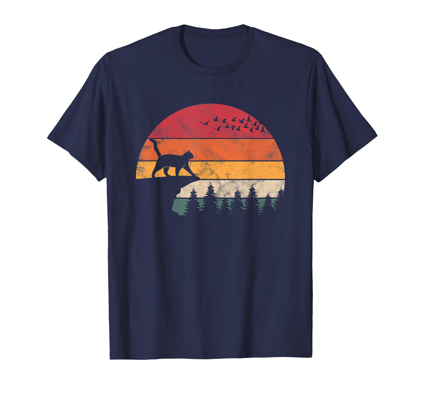 Cat Retro Sunset Cat Lover For Men and Women T-Shirt