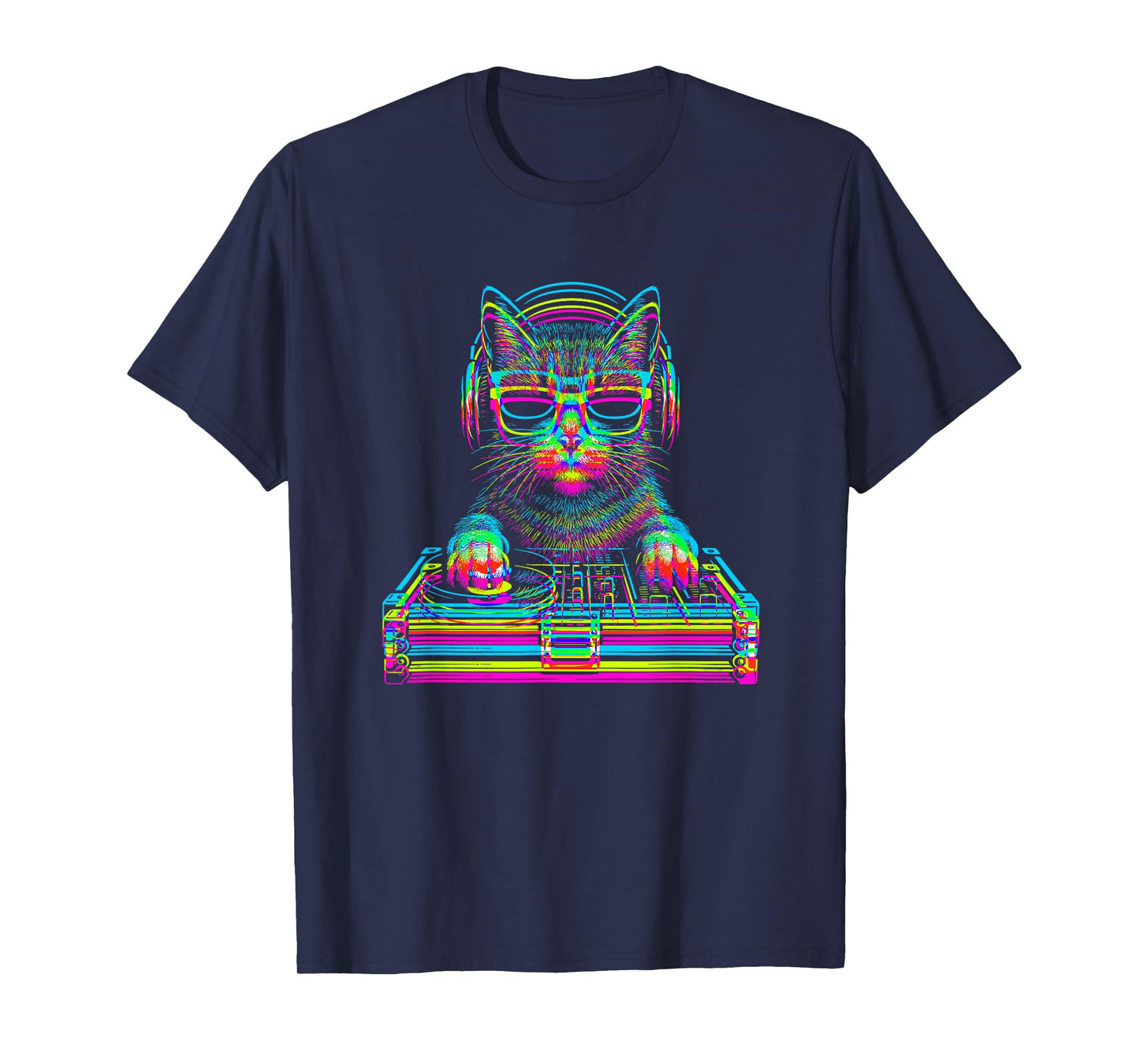 Vaporwave Cat DJ Techno Rave EDM Music Concert Party T-Shirt