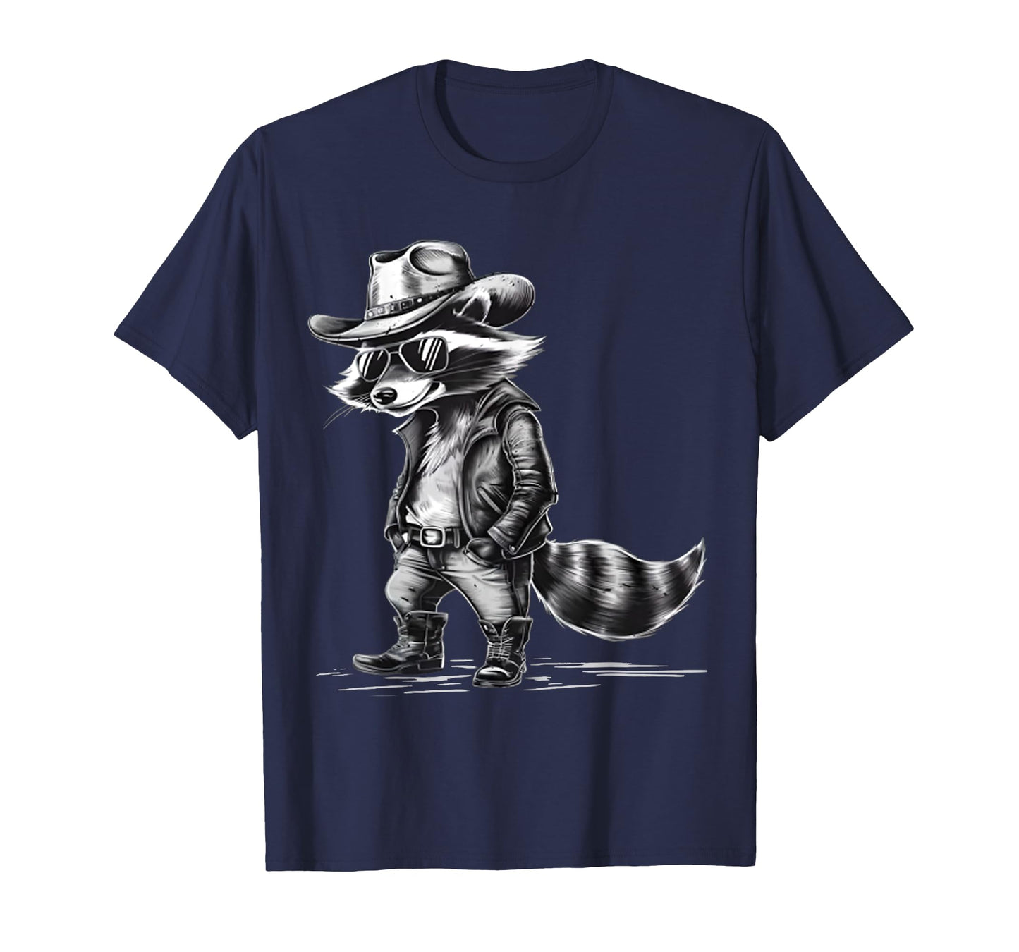 Cool Raccoon Cowboy Cowgirl Punk Racoon Meme Western Country T-Shirt