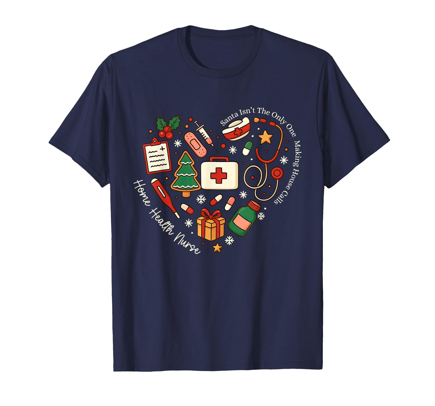Christmas Home Health Nurse Heart Public Health Registered T-Shirt