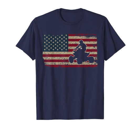 Quad Biker America Flag Gift I ATV Four Wheeler Quad Bike T-Shirt Small