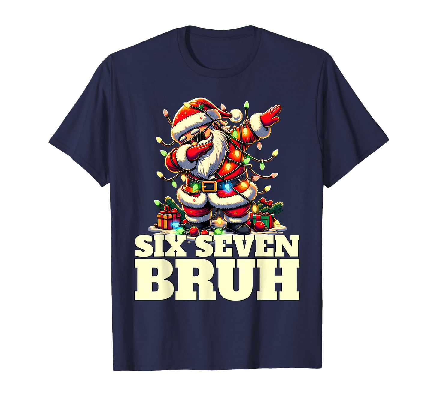 Funny Six Seven Christmas 6-7 Meme Santa 6 7 Six Seven Bruh T-Shirt