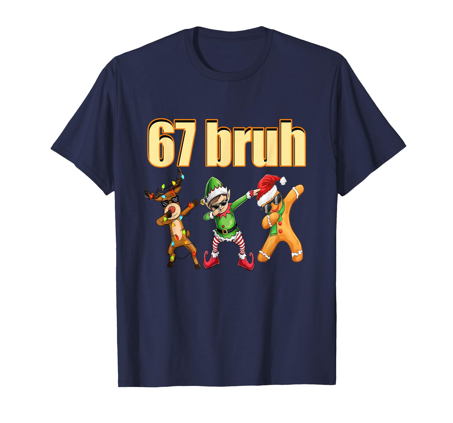 67 Meme Dabbing Elf Reindeer Gingerbread Six Seven Xmas PJ T-Shirt