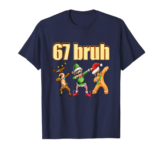 67 Meme Dabbing Elf Reindeer Gingerbread Six Seven Xmas PJ T-Shirt