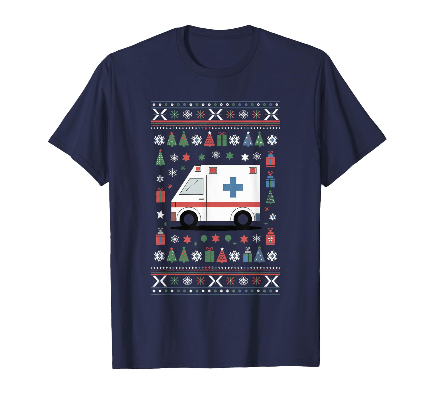 Ambulance Ugly Christmas Emergency Medical Technician T-Shirt