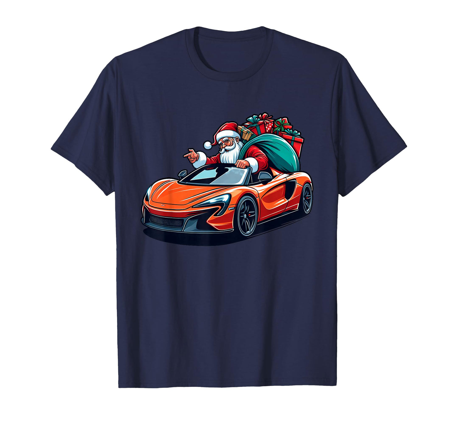 Funny Cool Santa Driving Sport Car Christmas Driver Pajama T-Shirt