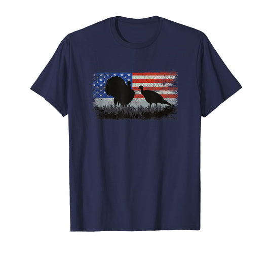 Turkey Hunter - Fun Turkey Hunting Patriotic USA Flag T-Shirt for Women Men