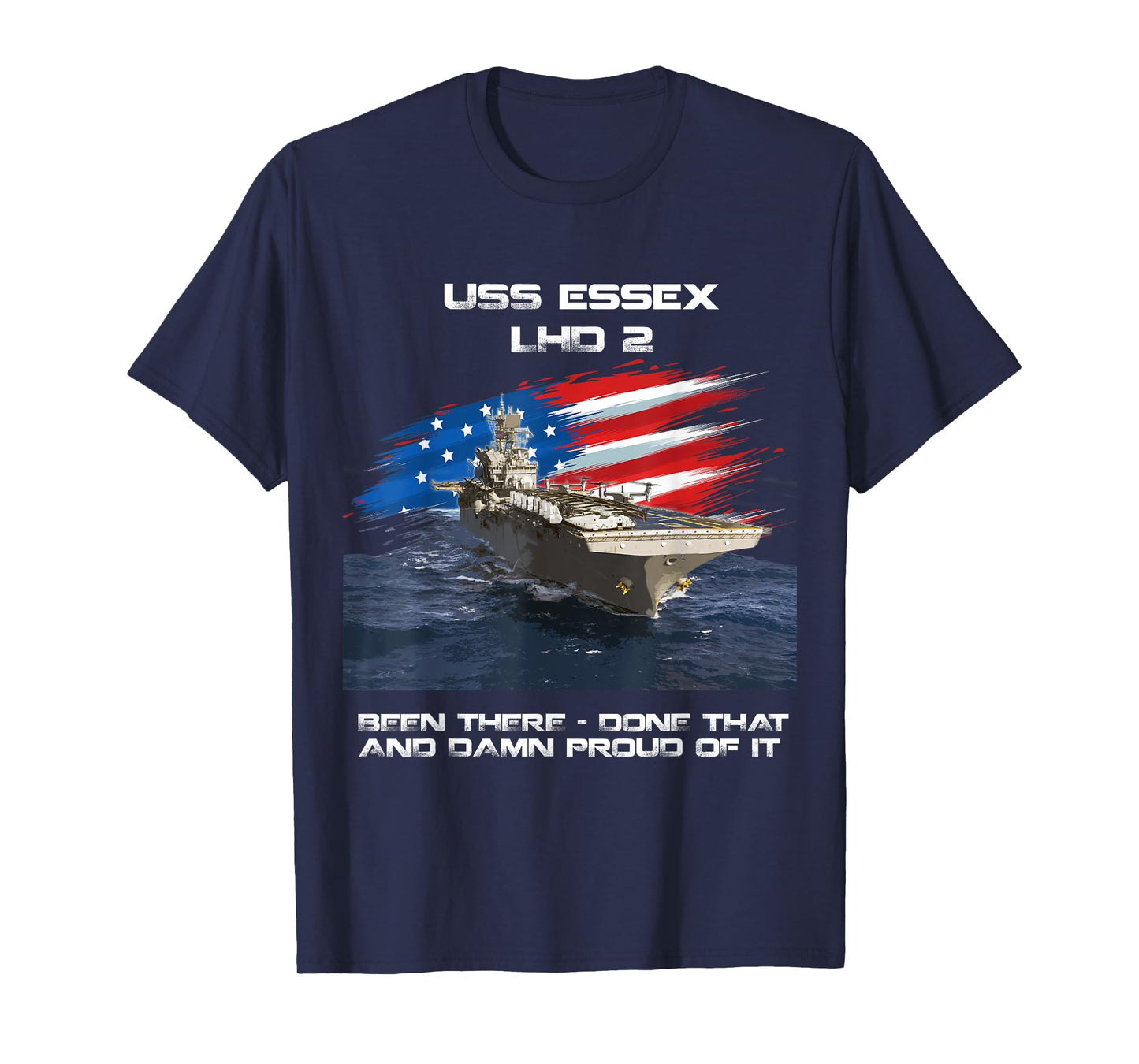 USS Essex LHD-2 Amphibious Assault Ship Veteran USA Flag Women Men T-Shirt