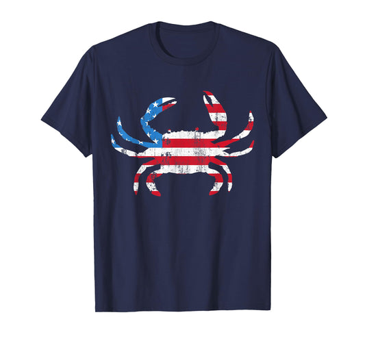Crab Vintage American Flag T-Shirt