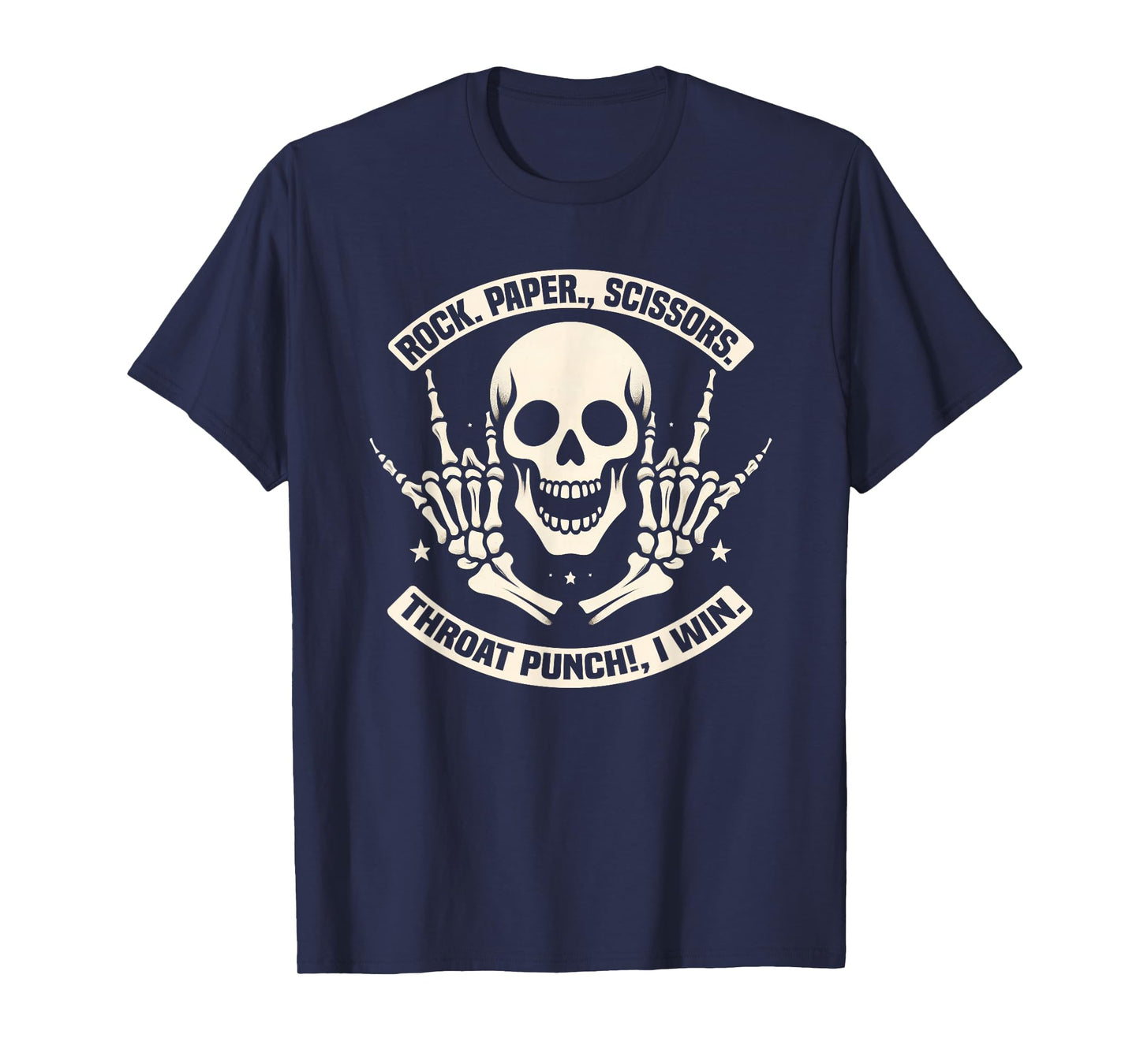 Funny Skeleton Rock Paper Scissors Throat Punch I Win T-Shirt