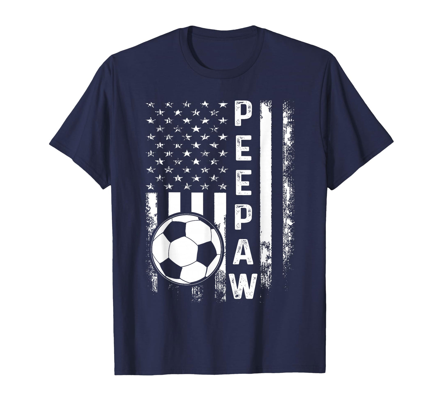 Soccer Peepaw American Flag Vintage Christmas Xmas T-Shirt for Women Kids Men