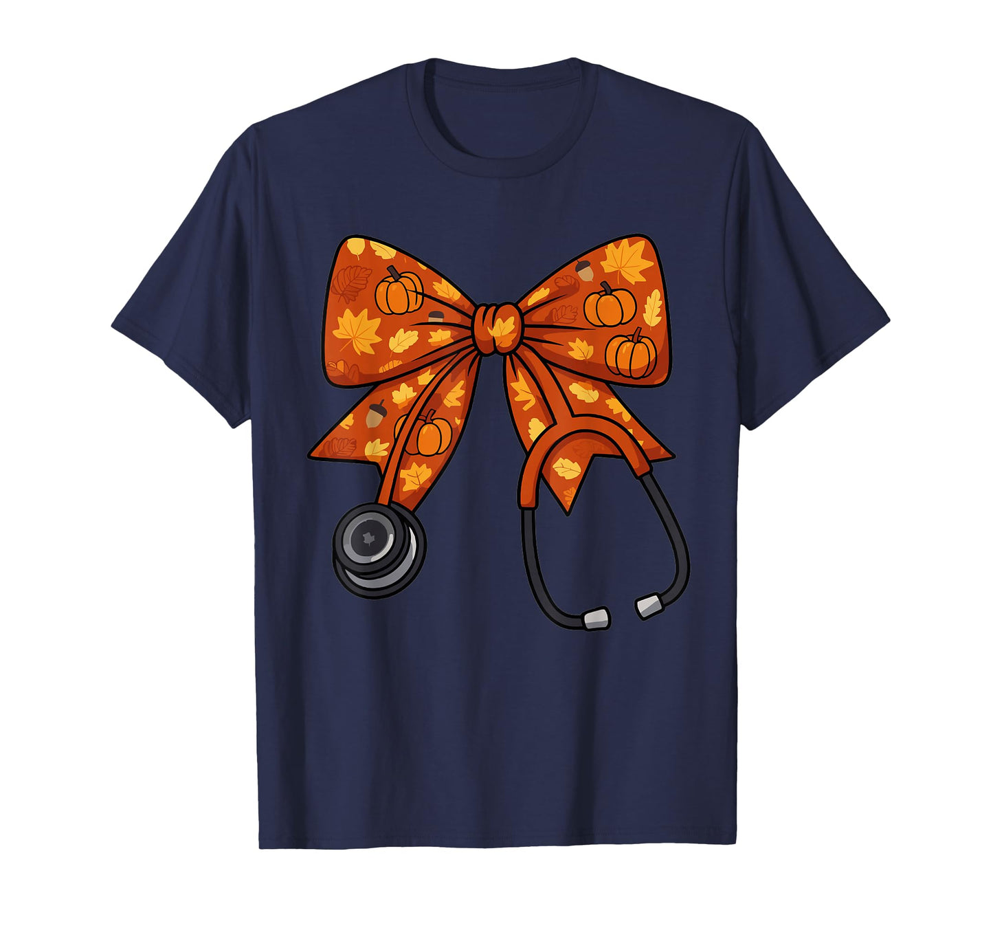 Cute Fall Nurse Coquette Bow Stethoscope Autumn Doctor T-Shirt