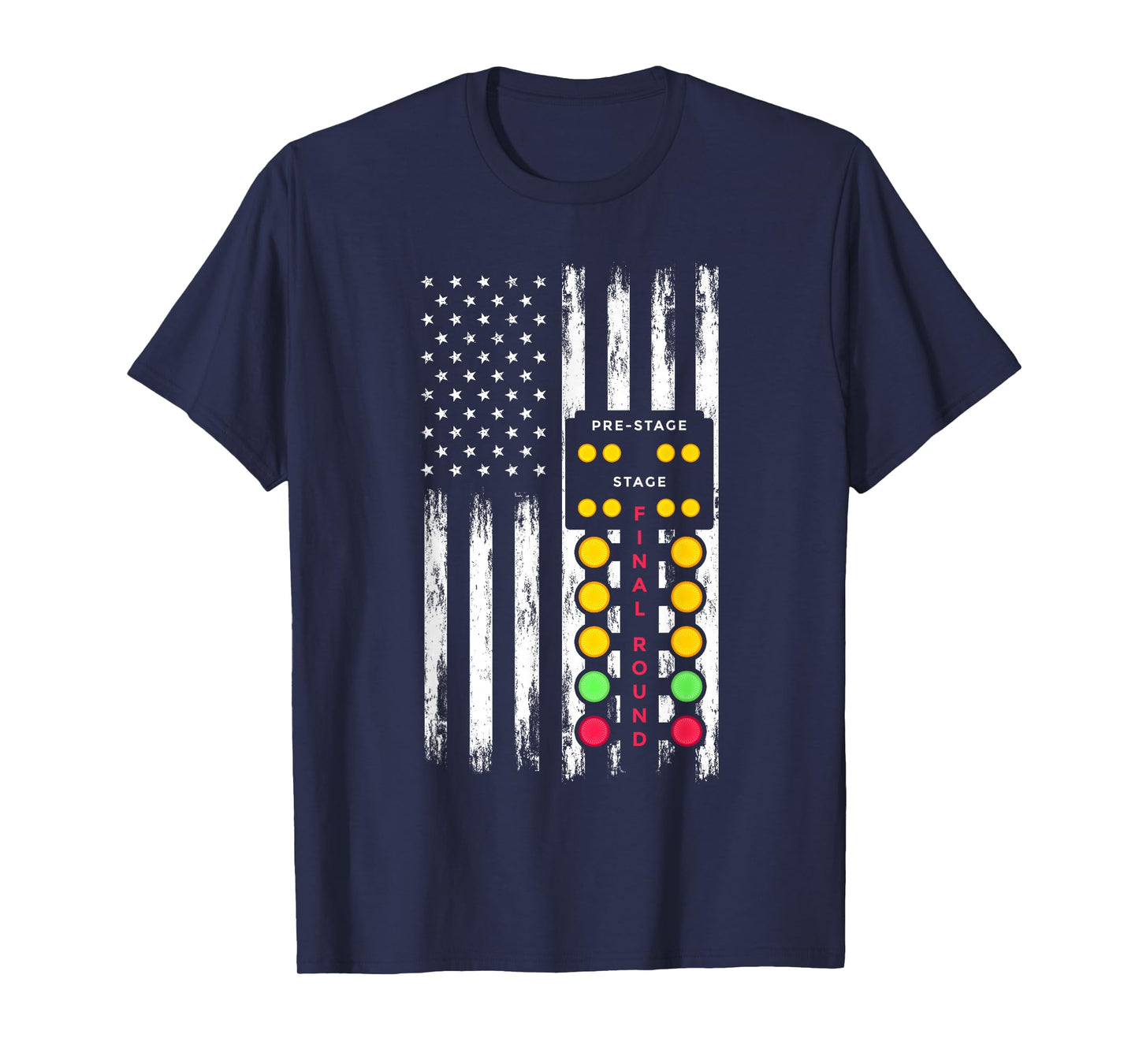 American Flag Drag Racing Strip Tree Light Dragster T-Shirt