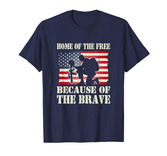 Kneeling Soldier Patriotic Memorial Tribute T-Shirt