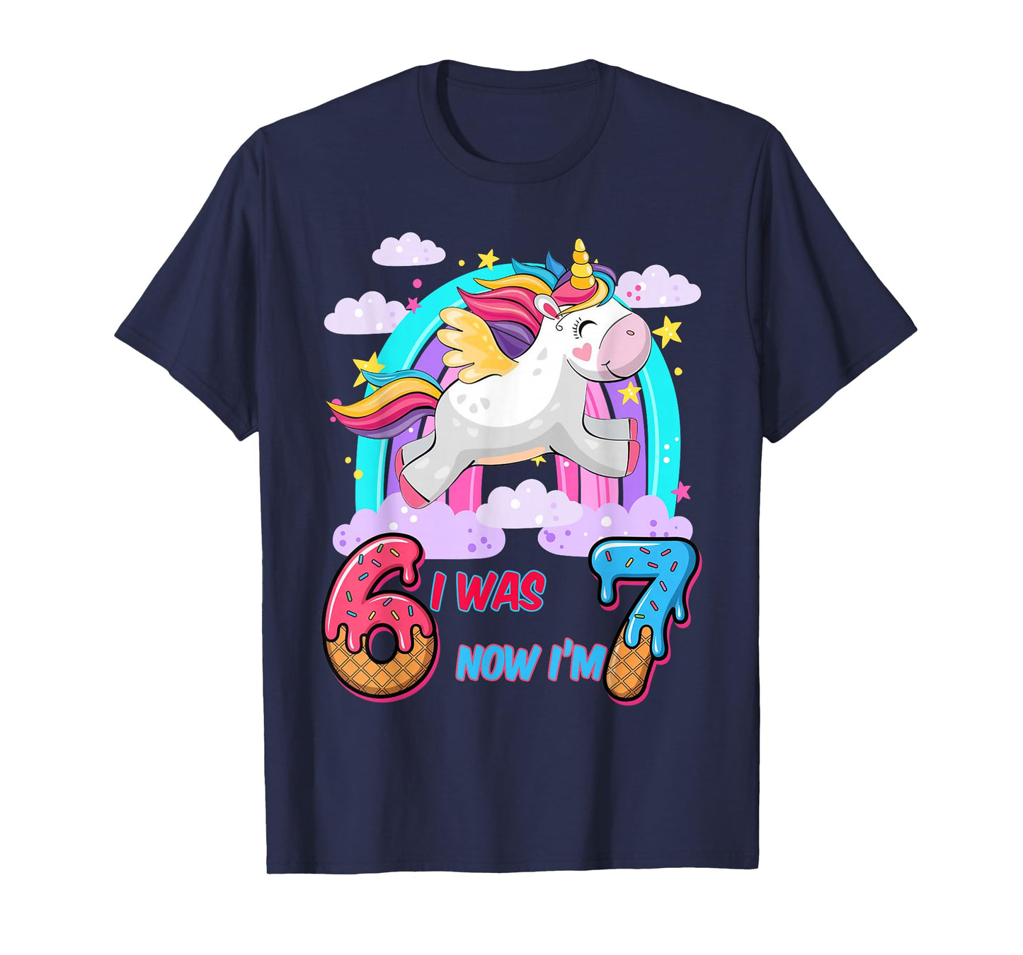 I was Six Now I'm Seven Dabbing Unicorn 67 Meme 7th Birthday T-Shirt
