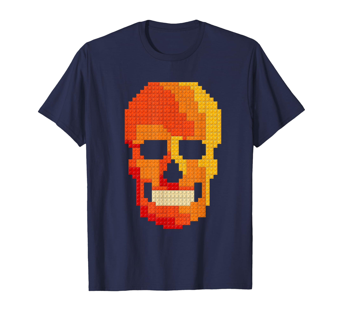 Skull Block Builder Bricks Halloween Skeleton Master Builder T-Shirt