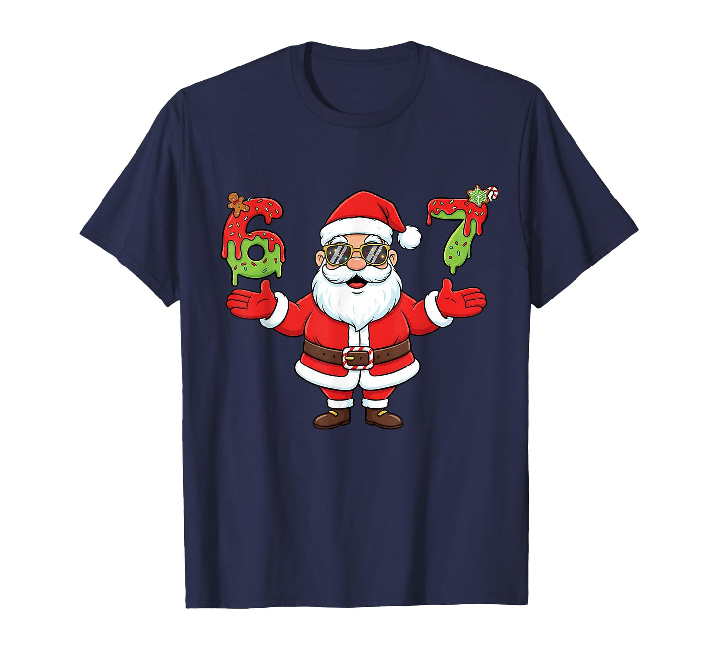 67 Christmas Santa Funny Six Seven Ice Cream Drip Christmas T-Shirt