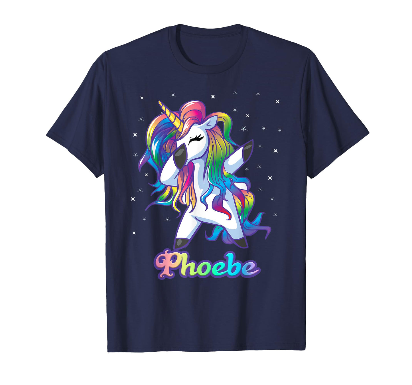 PHOEBE Name Personalized Custom Rainbow Unicorn Dabbing T-Shirt