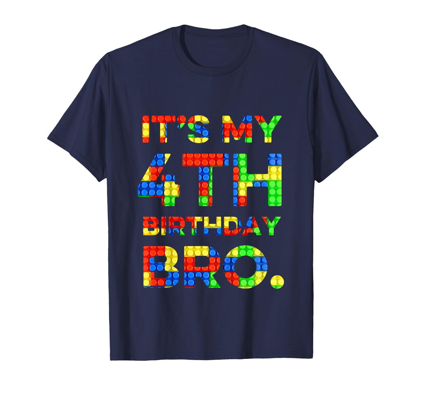 Kids Cute 4th Birthday Shirt 4 Years Old Block Building Boys T-Shirt
