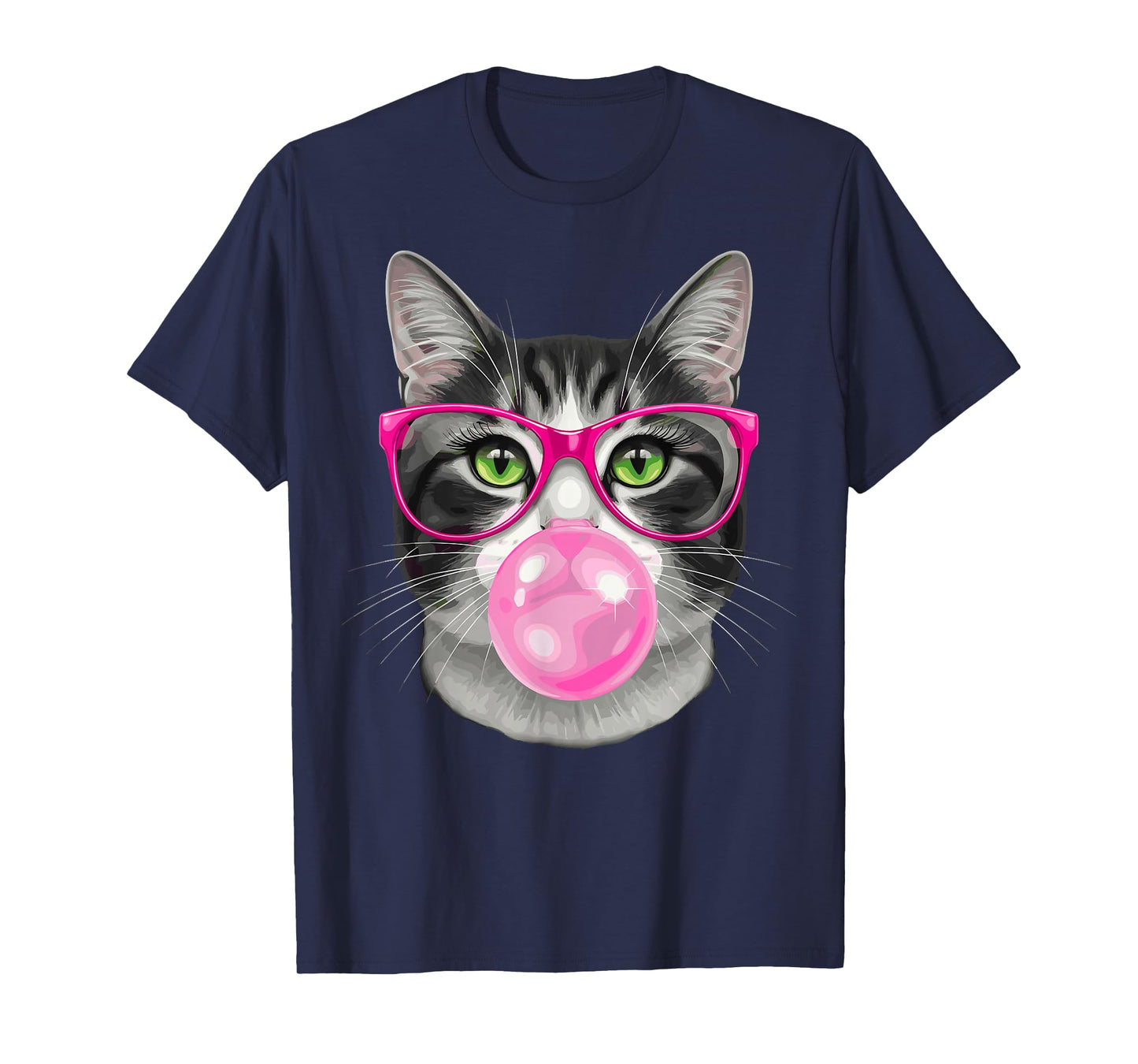 Cat with Glasses and Bubblegum Funny Cats T-Shirt