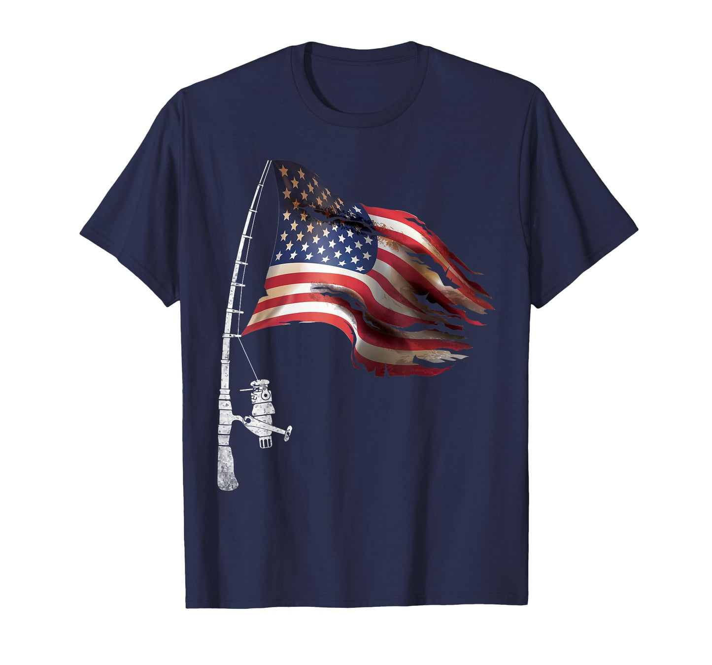 Fishing American Flag Fisherman Patriotic Day 4th of July T-Shirt