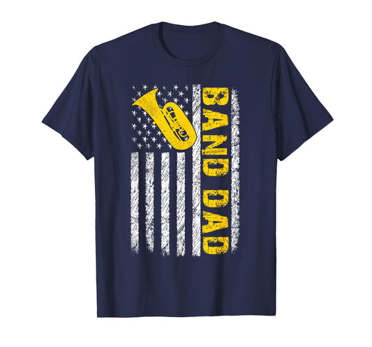 Band Dad Baritone Euphonium Distressed USA Flag Fathers Day T-Shirt