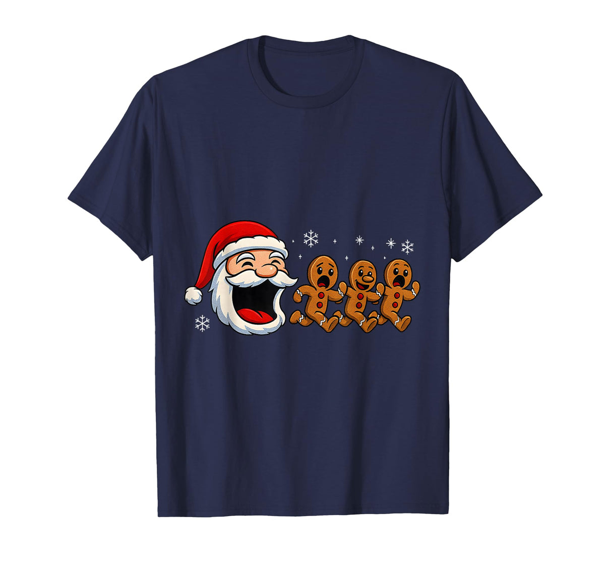 Funny Santa Chasing Gingerbread Christmas Cookie T-Shirt