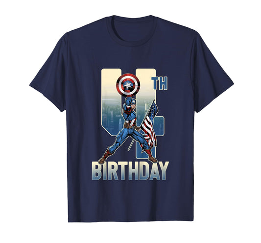 Kids Marvel Avengers Classic Captain America Epic 4th Birthday T-Shirt