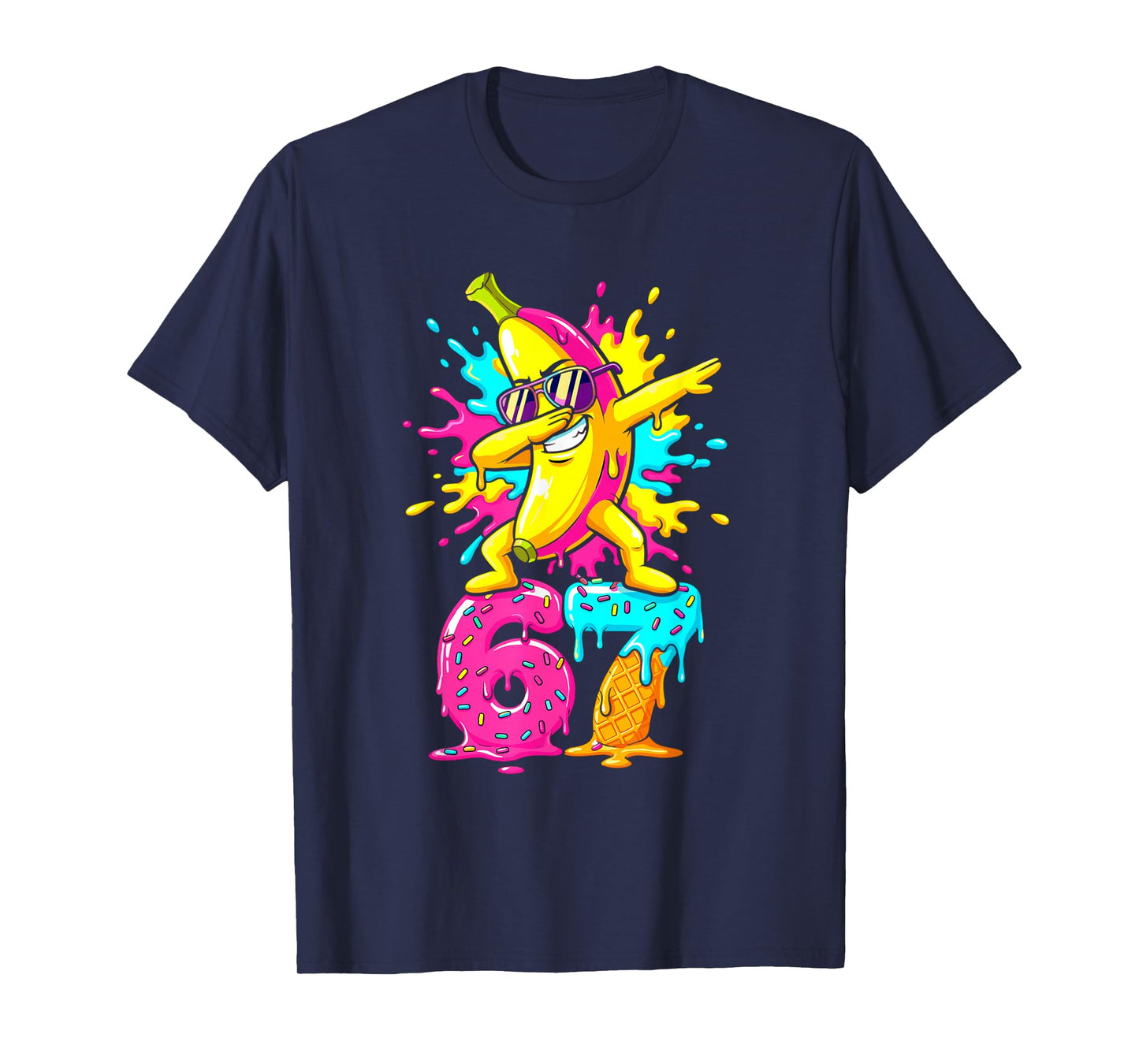 Funny 67 Baseball Ice Cream Six Seven Dabbing Banana T-Shirt