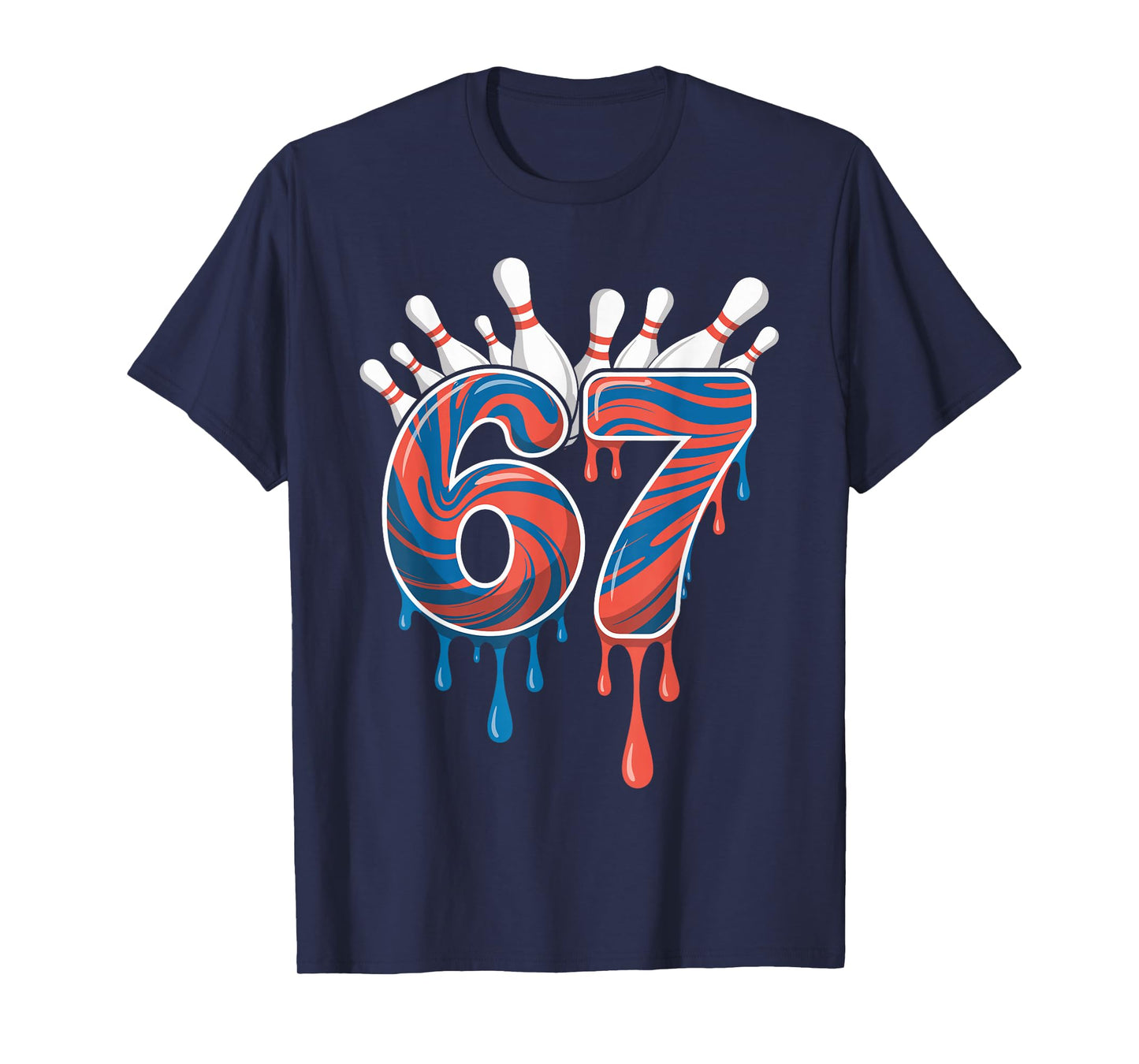 Bowling Ball 67 Six Seven Alpha Slang 6 7 Meme Kids Teacher T-Shirt