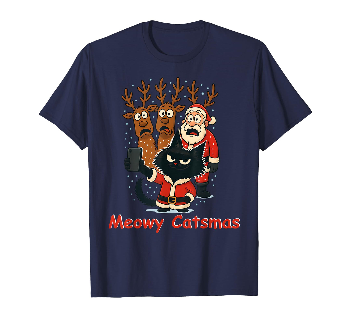Meowy Catsmas Cats Christmas Funny Holiday Cat T-Shirt